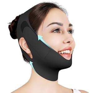 Chin Strap for Sleeping, Adjustable Chin Strap, Jaw Strap, Jawline Shaper, V Line Lifting Mask, Black, M