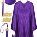 Geyoga Preschool and Kindergarten Graduation Gown and Cap, Tassel with 2025 Charm for Child (36, Purple)