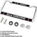 US Army 82nd Airborne Durable License Plate Frame,Veteran US Army Customazible Script Metal License Plate Frame for US Standard Car License (MY008junduiwai369)