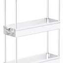 Slim Rolling Storage Cart, 3 Tier Bathroom Storage Organizer Laundry Room Utility Cart Mobile Shelving Unit, Multi-Purpose for Kitchen Office Bathroom Laundry Narrow Places, White