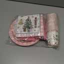 Christmas Party Tableware Decorations,144pcs Pink Christmas Paper Plates and Napkins,Cups,Forks and Knives Xmas Paper Dinnerware for Winter Holiday Party Supplies