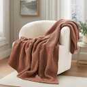 EVERGRACEHOME Chunky Chenille Knit Throw Blanket for Couch, Soft Luxurious Moss Stitch Blankets for Bed, Cozy Decorative Farmhouse Knitted Throws for Sofa, Terracotta Clay, 50" x 60"