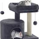 Feandrea Cat Tree Tower with Sisal Scratching Post, Cat Condo with Padded Perch, for Small Spaces, Kittens, Smoky Gray UPCT50G