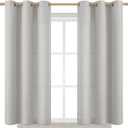 BGment Curtains 45 Inch Length 2 Panels Set for Bedroom, Grommet Thick Linen Look Burlap Textured Light Filtering Privacy Window Drapes for Farmhouse Living Room, 42 x 45 Inch, Light Grey