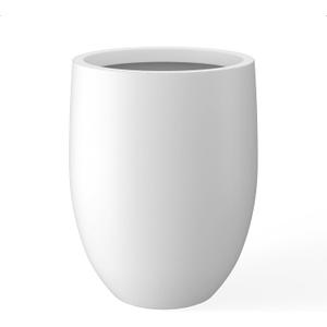 Kante 21.7" H Snow White Concrete Tall Planter, Large Outdoor Indoor Decorative Pot with Drainage Hole and Rubber Plug, Modern Round Style for Home and Garden
