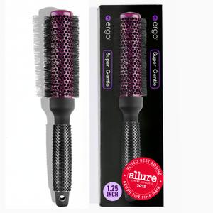 ERGO Super Gentle Round Brush for Blow Out - Salon Quality Hair Styling for Women - Roller for Wet and Dry Hair - Volumizing Care Blowout - ERG33:1.25"
