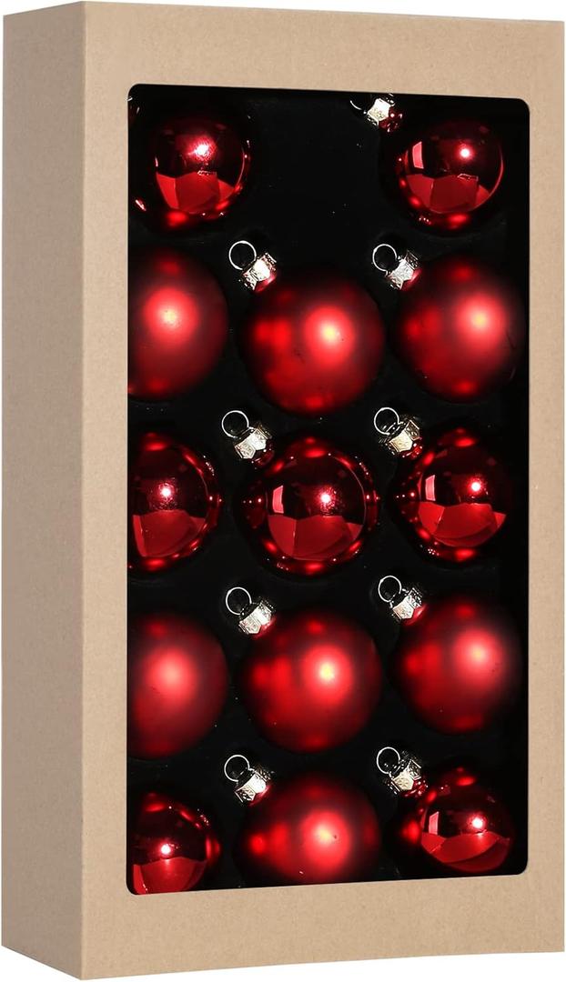 Suixing Christmas Glass Balls Multi Colors Included with Loop Set Festival Home Party Decors Xmas Tree Hanging Pendant 14PC 2.2In Red