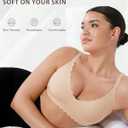 COOL CUTE Jelly Bras for Women Wireless Comfort Bralette for Women Seamless Everyday Bra Soft Support Invisible T-Shirt Bra (Beige, L)
