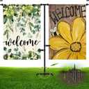 Garden Flag Pole Holder with 5-Prong Base – Heavy Duty Metal Outdoor Stand with Powder-Coated Finish, Clip & Stopper for Double Flags, Yard Decor Display