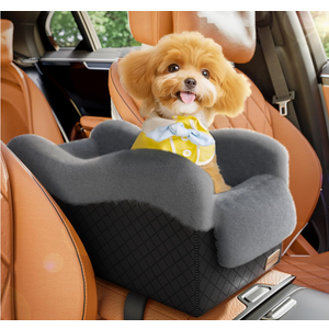 Mavora Max Portable Small Dog Seat for Car, Luxury Center Console Dog Car Seat Booster with Safety Tethers, AntiCollapse Pet Travel Carseat for SUV, Truck (Black/Grey)