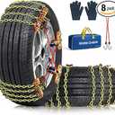 Snow Tire Chains for Car SUV Pickup Trucks, Universal Car Snow Chains, Snow Traction for Tires, Fit for Tire Width 195 205 215 220 225 235 240 245 255 265