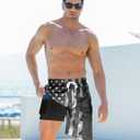 Goodstoworld Men's Funny Swim Trunks with Compression Liner 2 in 1 Quick-Dry 9" Stretch Shorts with Three Pockets (Black, XXL)