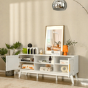 TV Stand Entertainment Media Console with 2 Rattan Cabinets and Open Shelves