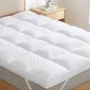 3 Inch Goose Feather Mattress Topper Queen Size, Thick Featherbed with Adjustable Bands, Plush Soft Fluffy Baffled Pillowtop, 60x80 (White)