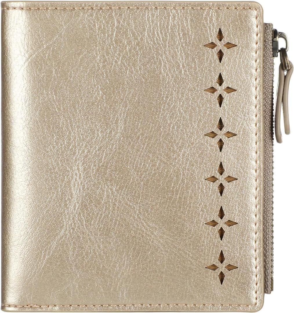 Lavemi Ultra Thin Small Compact Leather Womens Girls Wallets RFID Blocking Credit Card Holder for Women (1-champion Gold)