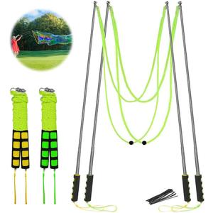 Bubble Wands, Ubitree 2Pcs Stainless Steel Giant Bubble Blower Wands, Telescopic Design Outdoor Bubble Sticks Bubble Maker Toys for Boys Girls Adults Birthday Party Favors Lawn Park Beach Summer Fun (Green+yellow)