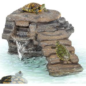 REPTIZOO Turtle Tank Filter, 120GPH Turtle Filter Basking Platform with Detachable Bridge for Climbing Ramps and Diving, Quiet Aquatic Reptile Filter Keeps Water Clean, Terrarium Decor