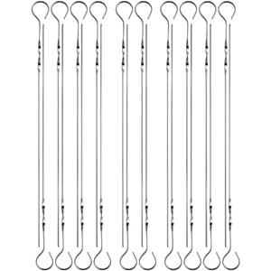 Triangle Skewers Set with Ring, 430 Stainless Steel BBQ Skewers, Twisted Flat for Grilling Meat and Vegetables, Outdoor Camping and Cross (20)