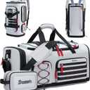 Bosstin Gym Bag for Men & Women, 45L Travel Duffle Sports Duffel Bag Gym Weekender Overnight Backpack with Shoe Compartment (Grey)