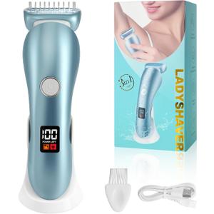 Epilators Hair Removal for Women, Electric Shaver & Bikini Trimmer for Legs & Underarm, Rechargeable Wet Dry Use Painless Hair Removal with Detachable Head