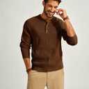 PJ PAUL JONES Men's Henley Long Sleeve Sweaters Solid Color Soft Warm Pullover Sweaters (M)