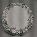 50 Count Oval Christmas Plates, 12"x10" Heavy Duty Paper Plates with Holly Leaves Red Berries for Xmas Holiday Wedding Green and Red Party Supplies Decor