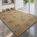 YDKGL Door Mat Indoor Entrance 17"x30", 0.16" Thin Paw Print Low Pile Doormat, Non Slip Welcome Mat, Trap Dirt and Moisture, Easy Clean, Brown