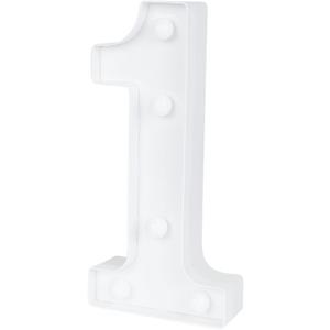 Restaurantware Illumify 7.1 x 1.2 x 8.7 Inch Light Up Number 1 Durable Marquee LED Light - Number 1 Touchproof White Plastic Party Light Keyhole Slot For Parties Weddings Or Special Events