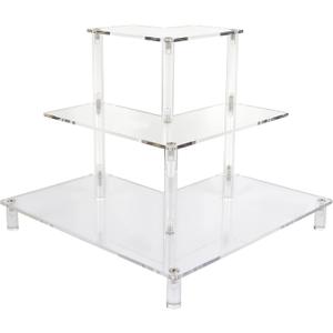 Gonice 3 Tier Acrylic Display Riser, Display Stand for Amiibo Funko POP Figures, Corner Shelf for Living Room, Bathroom, Home