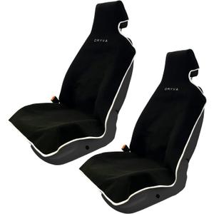DryvaSeat - Premium Microfiber Towel Car Seat Cover - Waterproof & Sweatproof - Universal Fit, Machine Washable, Non-Slip - Seat Protector for Car, Truck, SUV, Van (Black, 2 Pack)