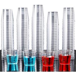 Zcaukya 500 Shot Glasses, 1oz Clear Plastic Disposable Hard Cups, Mini Cups Great Container for Sauce, Sample Tasting, Jello Shots, Pudding