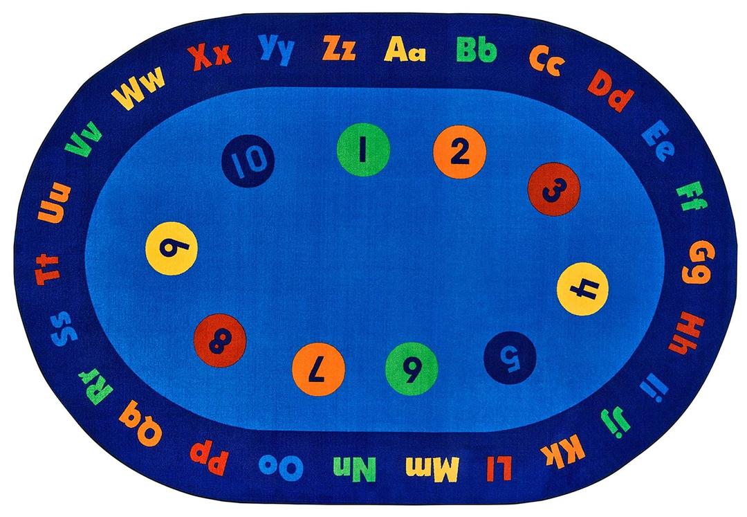 Carpets for Kids KID$Value Plus 72.98 Circletime Early Learning Classroom Rug 6ft x 9ft Oval Blue