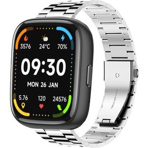 IDW17, IDW20, IDW21, IDW23, IDW25, IDW26 Smart Watch Bands, Stainless Steel Metal Replacement Strap Bracelet Compatible with Faweio IDW26 1.83 Smart Watch, TOOBUR IDW17, IDW23, KEEPONFIT IDW21, WNH IDW25 Smart Watch (Silver)