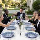 Hioasis 12Pcs Blue Charger Plates & Platters - 13 Inch plastic charger plates, Heavy-duty, BPA-free, Floral Table Chargers for Dinner Wedding & Party