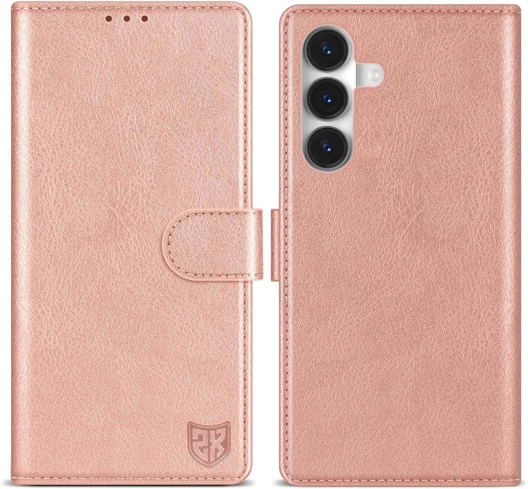 ZZXX for Samsung Galaxy S26 Plus Wallet Case with [RFID Blocking] Card Slot Kickstand Magnetic Closure PU Leather Flip Fold Protective Phone Case for Galaxy S26+ 5G Case Wallet(Rose Gold-6.6 inch)