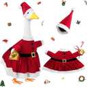 Christmas Porch Goose Outfits for 23" Cement Statue Santa Claus Costume Outfit Dresses Clothes Outdoor Lawn Yard Patio Decor (Red)