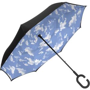 ShedRain Unbelievabrella Inverted, Upside Down, Windproof & Rainproof Car Umbrella - Hands Free C-Shape Handle - Heavy Duty, Double Layer Reverse Canopy Protects Men & Women Outdoors from Wind & Rain
