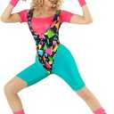 Morph 80s Workout Outfit for Women 90s Retro Workout Outfits 80 s Aerobics Outfit Halloween Costume for Womens, XL