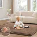 ILPEOD Baby Play Mat for Floor Nursery Rug Muscle Mat Area Rug Playroom Rug 71"x79" Playpen Mat Elastic Foam 1.3" Thick Crawling Mat for Babies,Toddlers, Infants, Kids,Chestnut