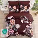 Luxudecor Burgundy Floral Comforter Set Queen Size 7 Piece, Flower Bed in a Bag, Elegant Floral Comforter with Sheet Set, Soft Microfiber Bedding Set for All Season (Burgundy, 90"x90")