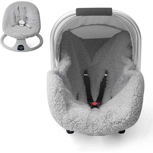 Winter Baby Car Seat Cover, Infant Car Seat Liner with Plush Fleece, Infant Insert for Baby Carseat, Warm Carseat Cover for Cold Weather, Baby Carrier Cover Liner Replacement for Newborn Shower Party (Grey)