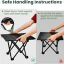 2 Pack Portable Camping Table Foldable, Ultralight Small Folding Beach Table with Carry Bag for Outdoor Travel, Beach, Camp, Picnic, BBQ, Cooking, Festival, Boat, Home Use (Black-S)