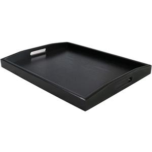 Serving Tray Black Large Food Tray Breakfast Tray Wood Butler Tray with Handle 17.77 x 13.72 x 1.78