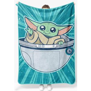 Jay Franco Kids Plush Throw Blanket  Soft & Cozy Fleece Throw for Bedroom & Couch Dcor, Official Licensed Product, Teal - Mandalorian, 46x60 - Throw Blanket