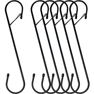 6Pcs S Hooks Hanging 12 inch Heavy Duty Large S Hooks with Safety Buckle, Long S Hook for Hanging Plant, Utility Hooks, Long Heavy Duty Hanging Hooks for Kitchen, Bathroom, Garden, Indoor, Outdoor