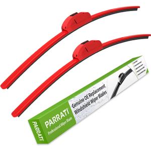 OEM QUALITY 22" + 22" PARRATI Premium All-Season Bright Red Windshield Wiper Blades (Set of 2)