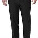 Haggar mens Premium Comfort Classic Fit Pleat Expandable Waist Dress Pants, Black, 44W x 30L US