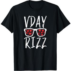 Funny VDay Rizz Valentine's Day Charisma Red Love Hearts T-Shirt XL