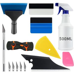 9 Pcs Vehicle Car Window Tint Application Tools Kit Glass Protective Film Installing Tool Car Window Film Squeegee Auto Vinyl Wrap Installation Kit for Vinyl (9)
