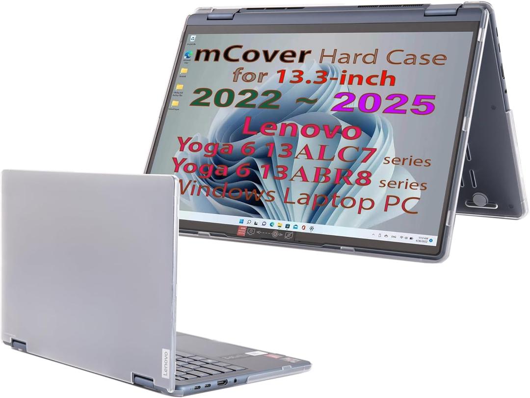 mCover case ONLY Compatible for 2022-2024 13.3" Lenovo Yoga 6 13ABR8 | 13ALC7 Series 2-in-1 Windows Notebook Computers (NOT Fitting Any Other Models)- Clear